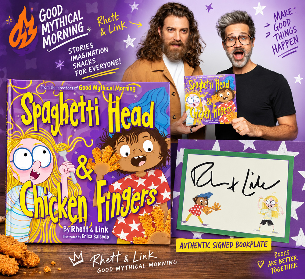 Spaghetti Head & Chicken Fingers Rhett & Link Signed Bookplate GMM New Sold Out